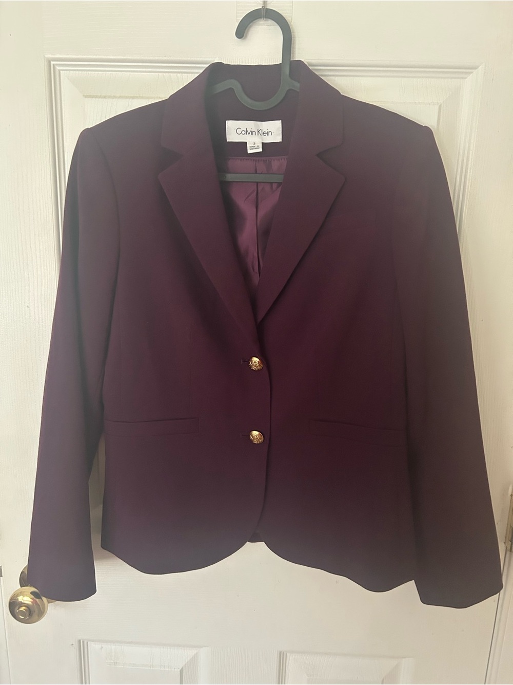 Calvin Klein Women's Plum Blazer with Gold Buttons